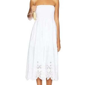 Sold & Striped Zaria Skirt or Dress Optic White with Eyelet Hem Size Medium